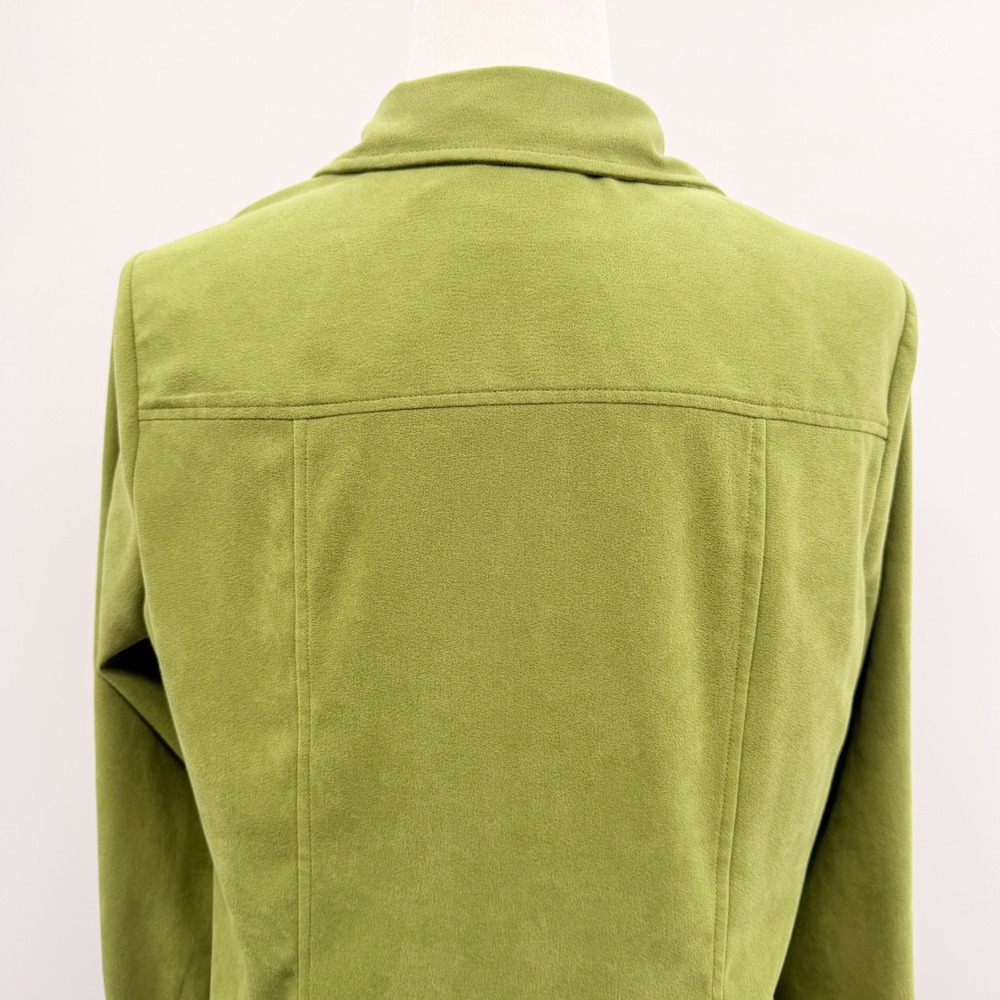 Vintage 90s Faux Suede Snap Front Shacket in Moss Green Size Small - Picture 6 of 7